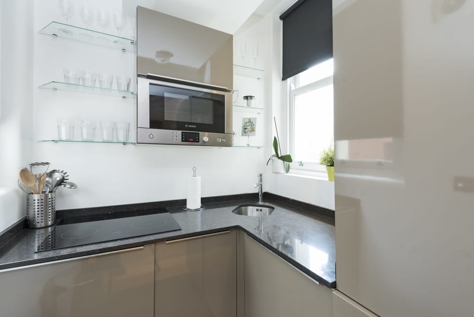 Apartment | Private kitchen | Fridge, microwave, oven, stovetop