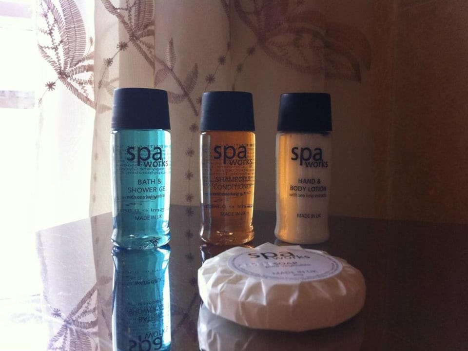 Eco-friendly toiletries, hair dryer, bathrobes, slippers