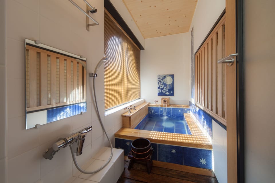 Japanese Modern Room with Private Hot Springs, "Theme: MOONLIT NIGHT," Non Smoking 37 ㎡【4F】 | Bathroom | Separate tub and shower, deep soaking tub, free toiletries, hair dryer
