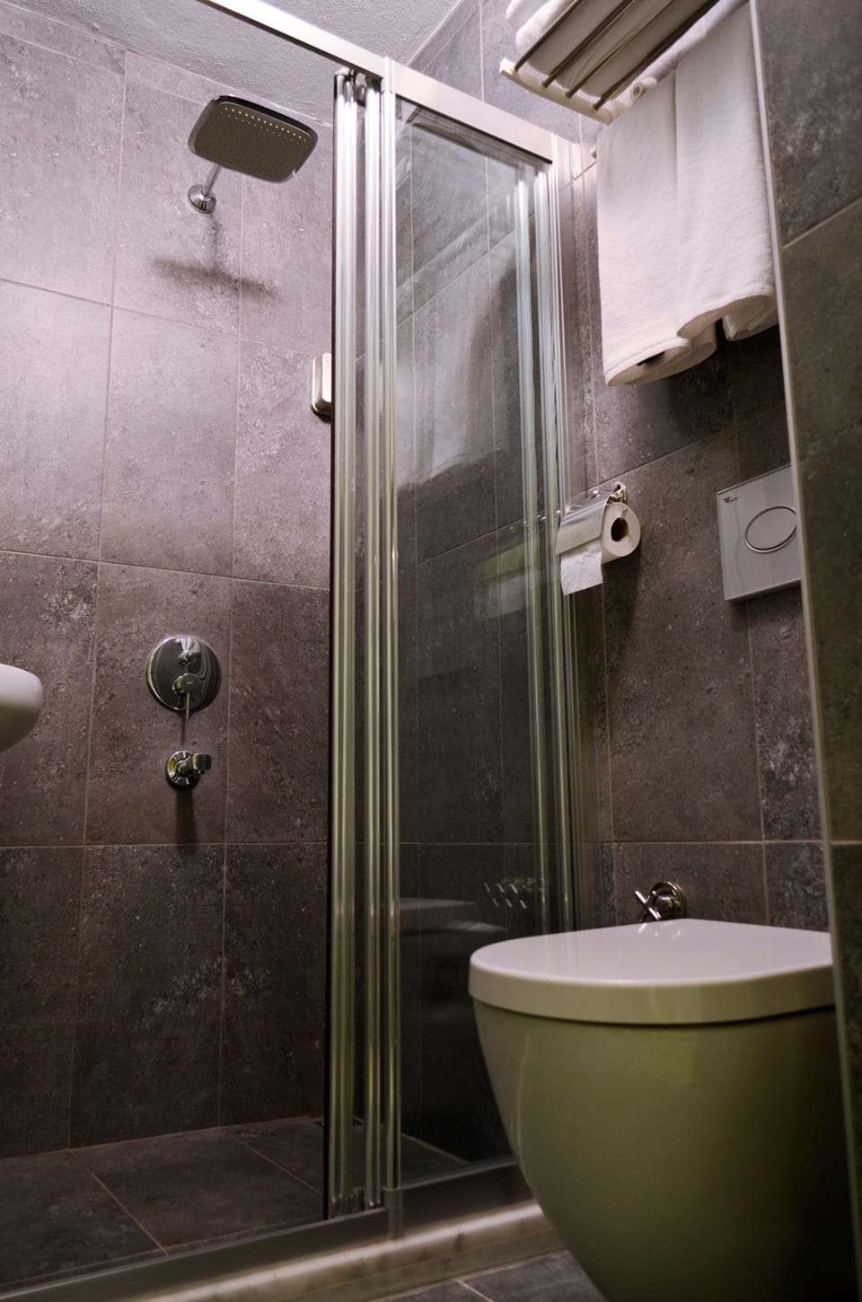 Shower, slippers, towels