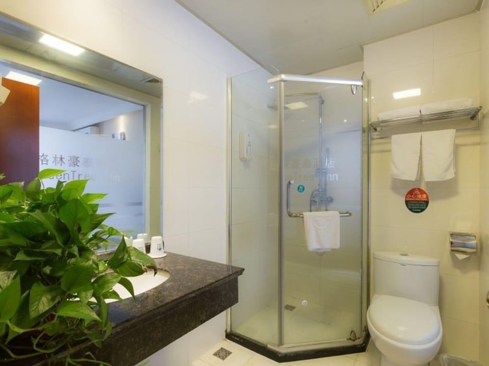 Shower, free toiletries, hair dryer, slippers