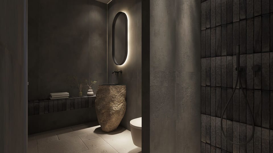 Melidron Villa Helios | Bathroom | Shower, free toiletries, hair dryer, slippers