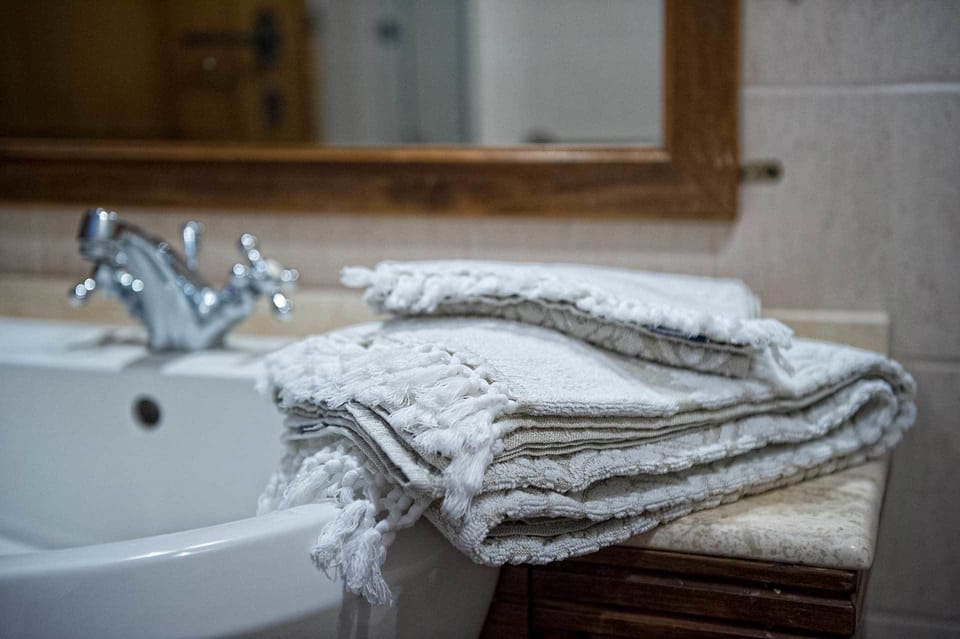 Hair dryer, bathrobes, bidet, towels