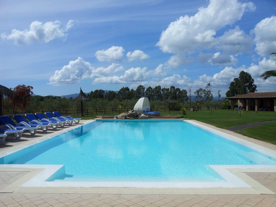 Outdoor pool, sun loungers