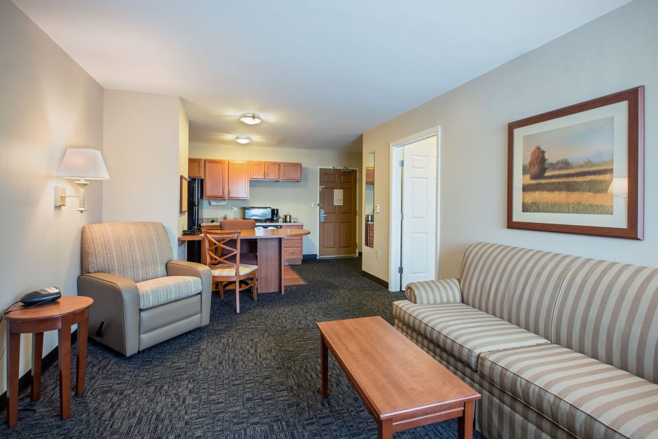 Suite, 1 Bedroom, Accessible (Roll-In Shower) | Desk, laptop workspace, blackout drapes, iron/ironing board