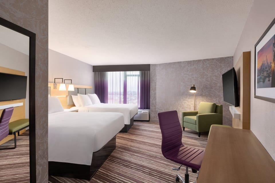 In-room safe, desk, laptop workspace, blackout drapes