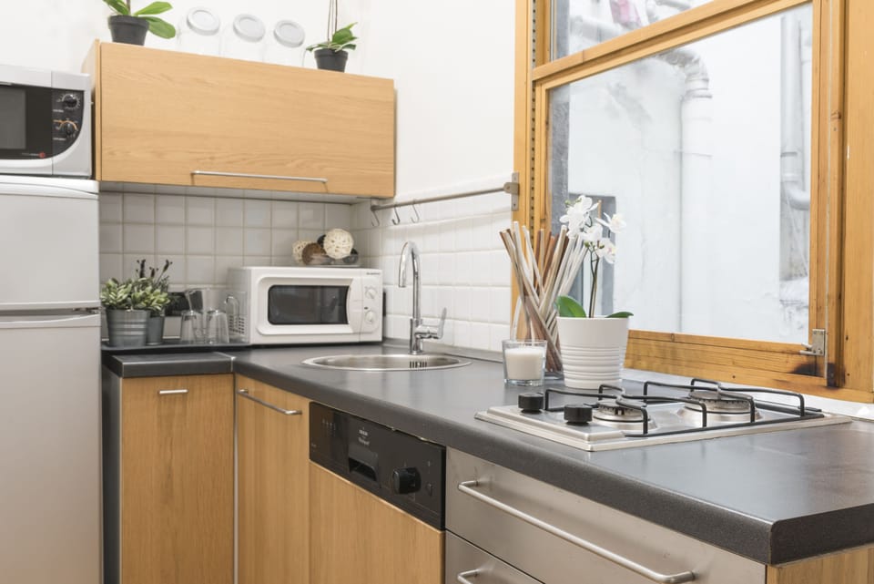 Apartment | Private kitchenette | Fridge, oven, stovetop, electric kettle
