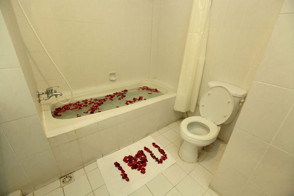 Shower, free toiletries, towels