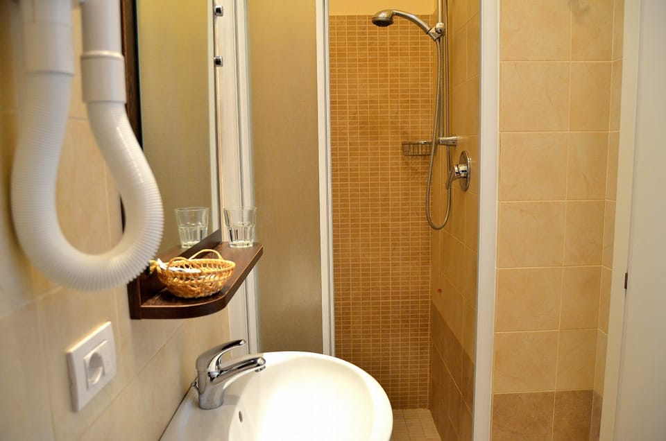 Shower, free toiletries, hair dryer, bidet