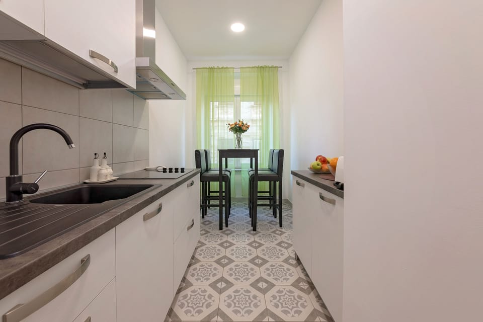 Fridge, microwave, oven, electric kettle