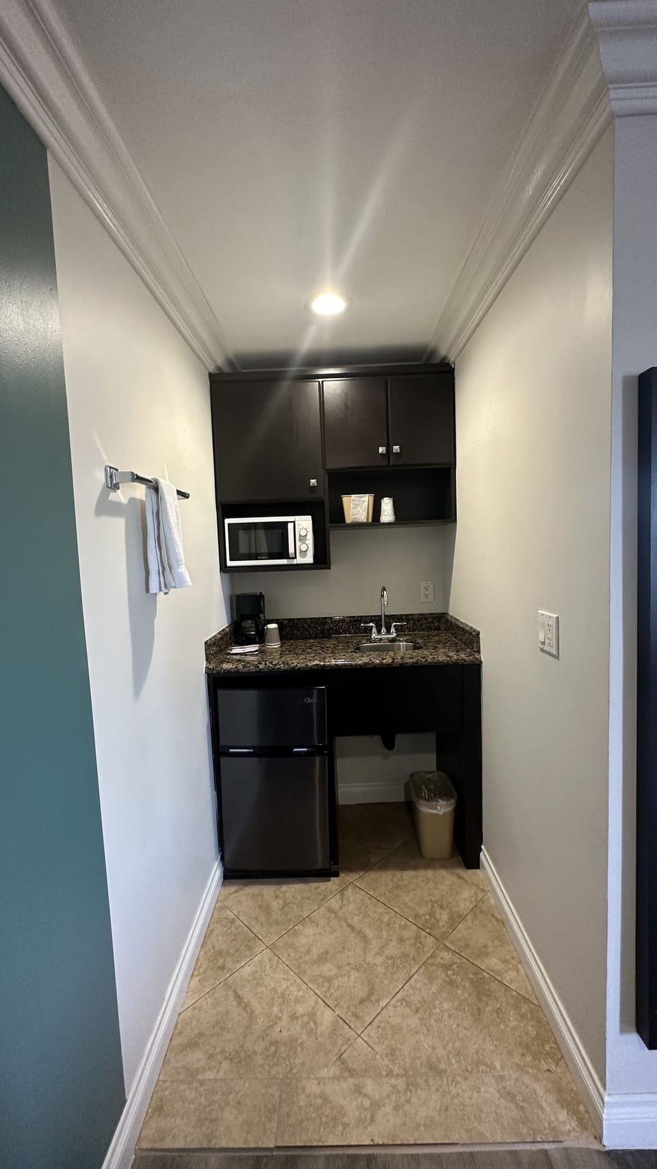 Fridge, microwave, coffee/tea maker