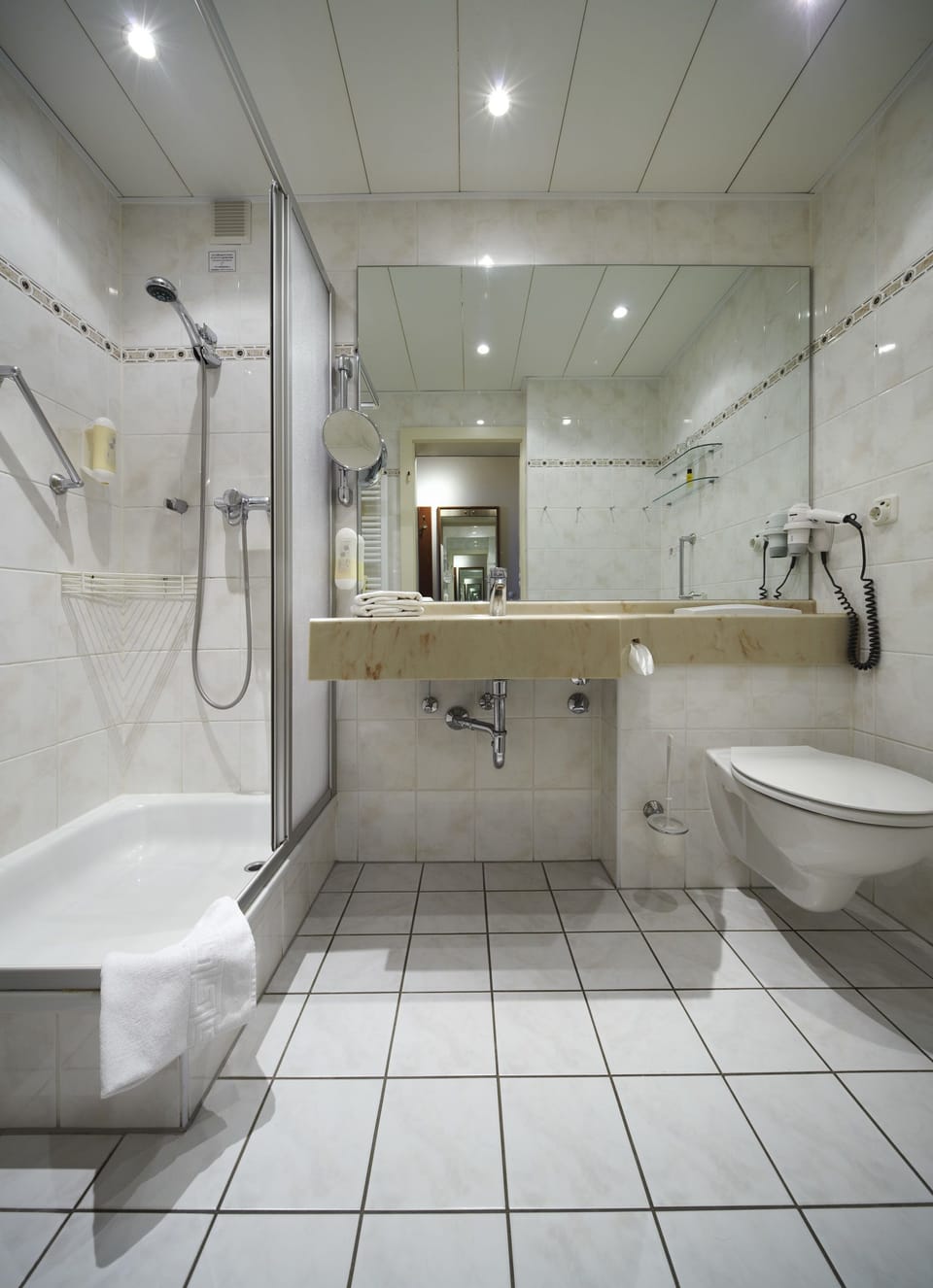 Free toiletries, hair dryer, towels