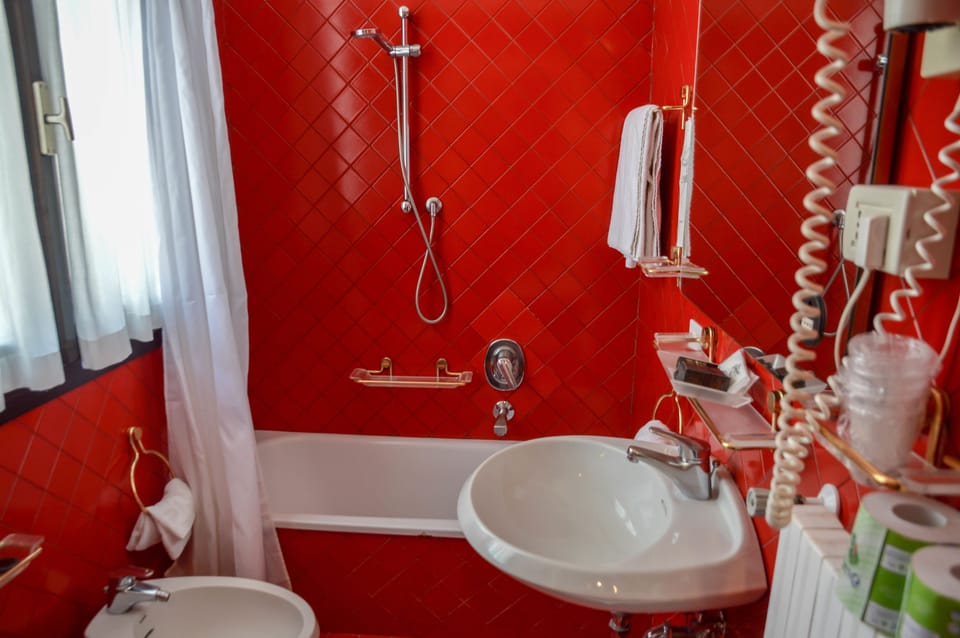 Free toiletries, hair dryer, bidet, towels