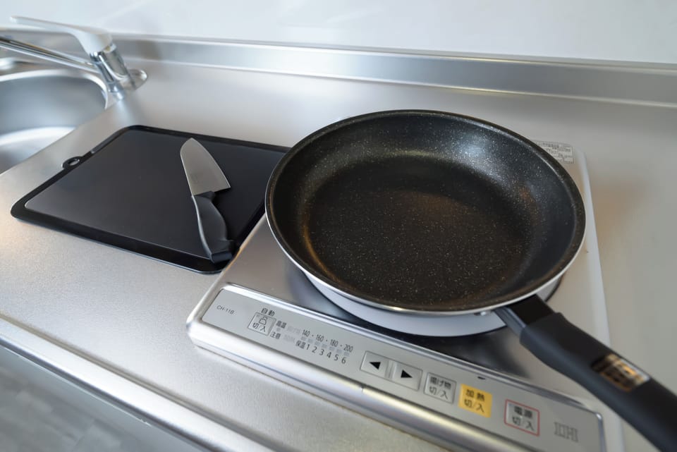 Fridge, microwave, electric kettle