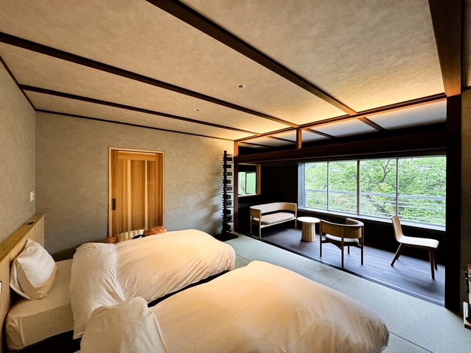 High-grade Japanese-Western room with hot spring "Kiren" -Mokuren | Down comforters, in-room safe, desk, laptop workspace