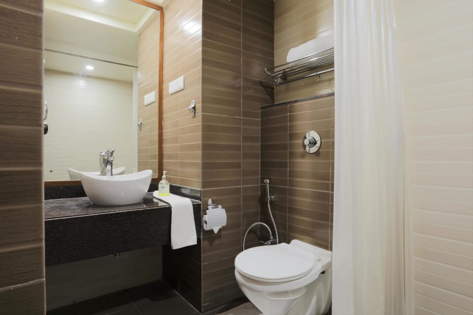 Shower, slippers, towels