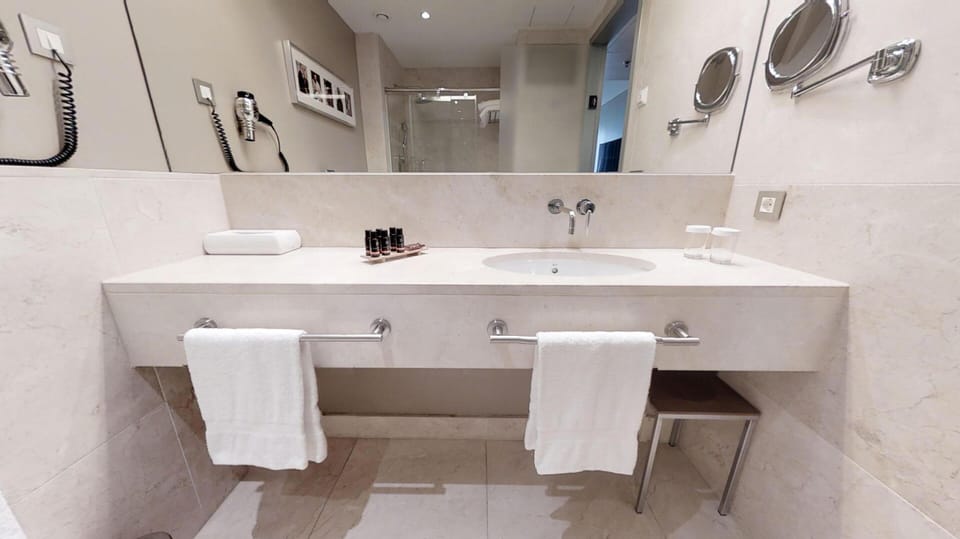 Hair dryer, bidet, towels