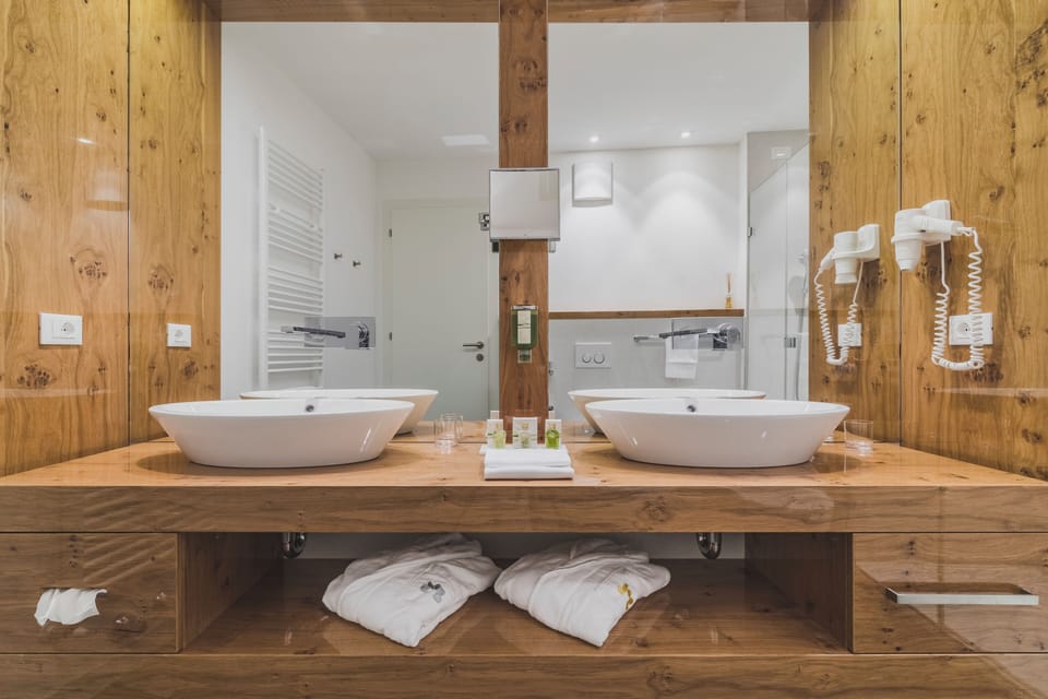 Free toiletries, hair dryer, bathrobes, slippers