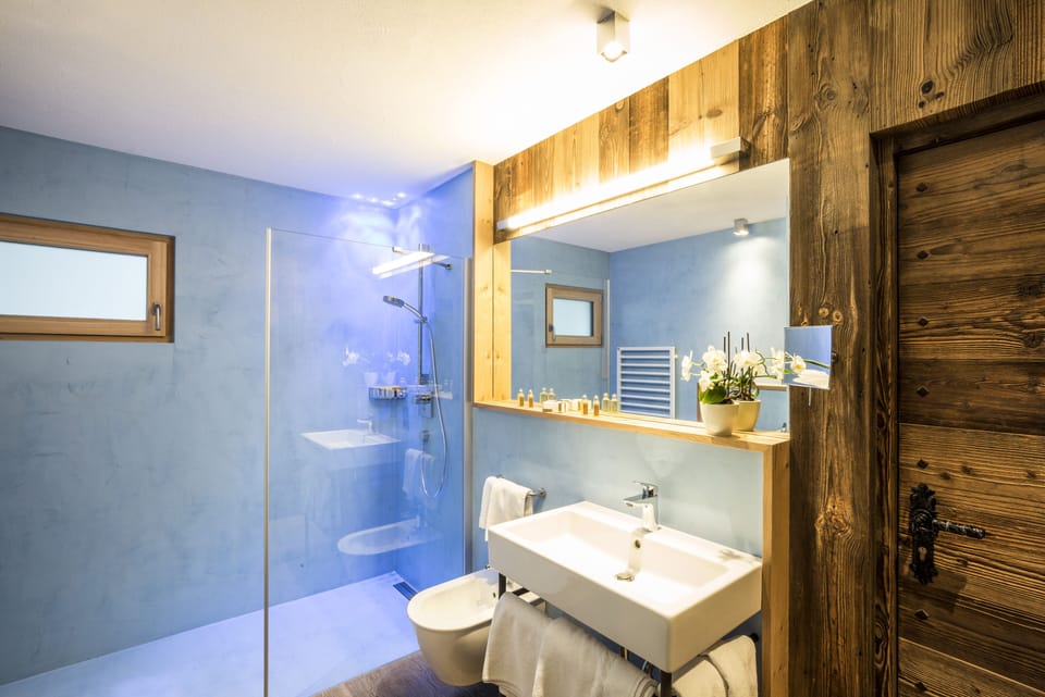 Chalet (Platz) | Bathroom | Combined shower/tub, free toiletries, hair dryer, bathrobes