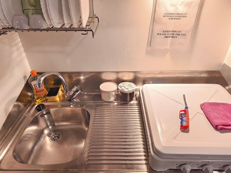 Fridge, stovetop, cookware/dishes/utensils, freezer