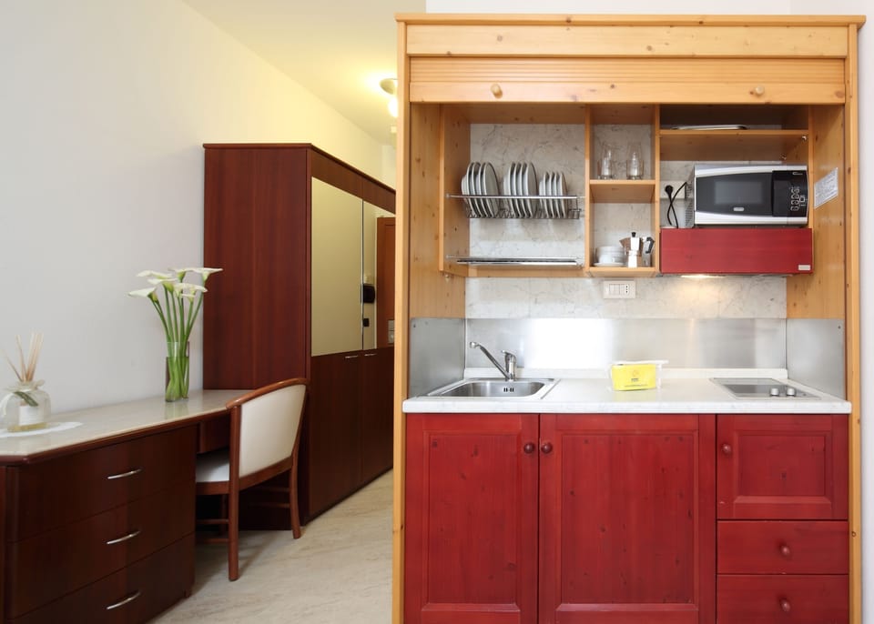 Studio for 2 people | Private kitchenette | Full-size fridge, microwave, stovetop, dishwasher