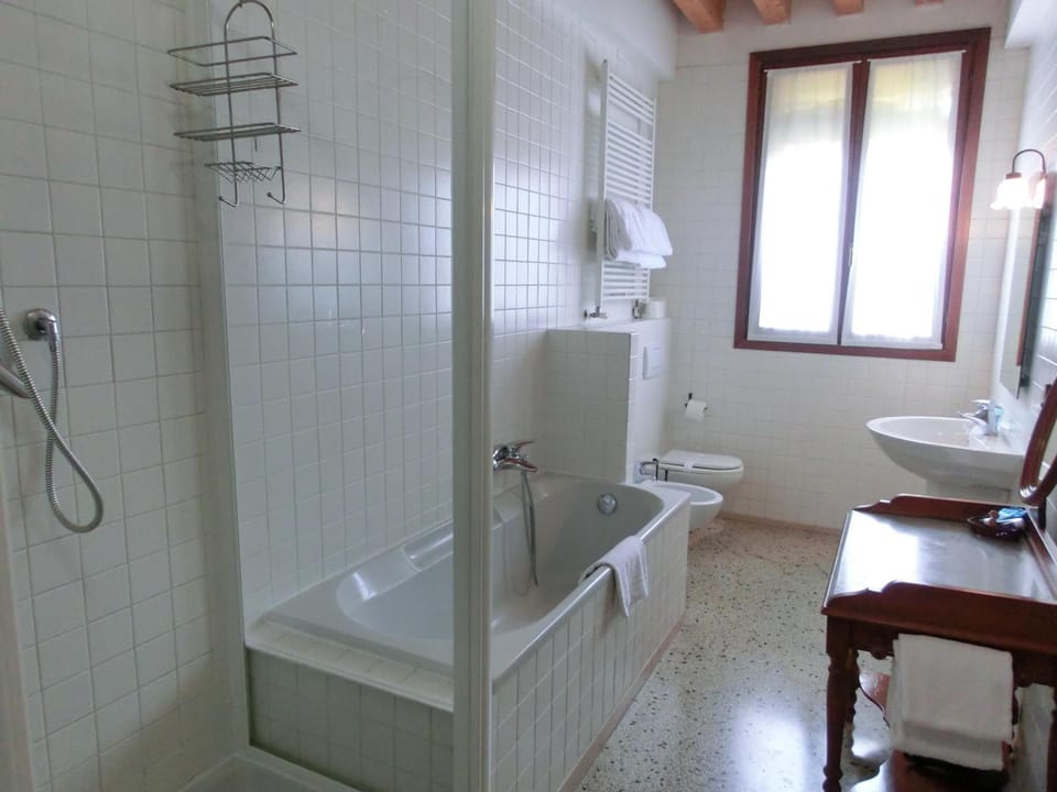 Free toiletries, hair dryer, bidet, towels
