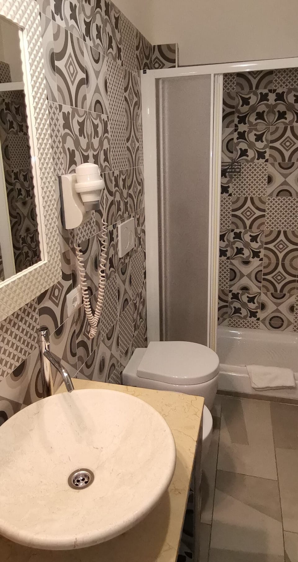 Shower, rainfall showerhead, hair dryer, bidet