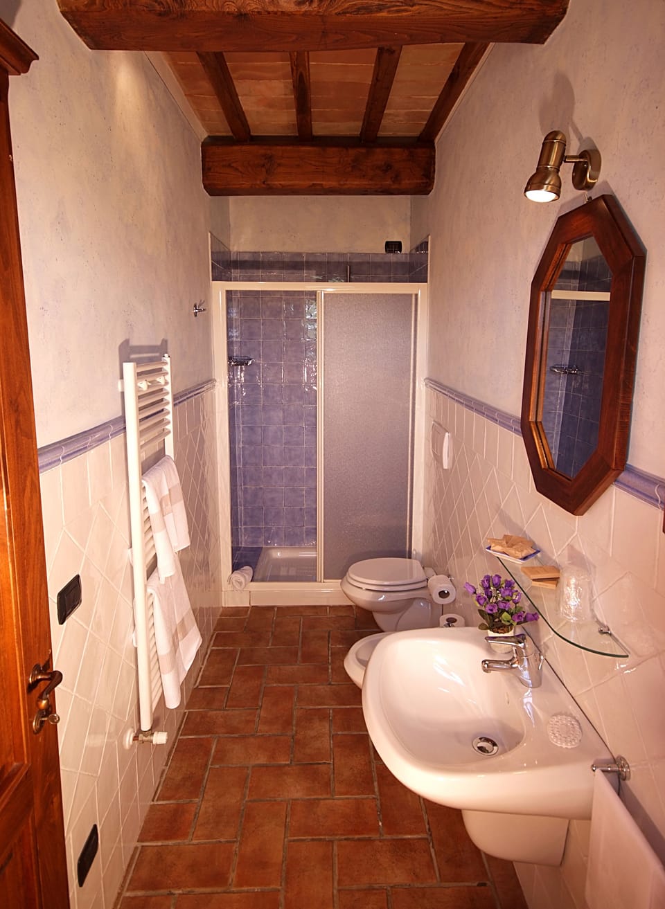 Shower, free toiletries, hair dryer, bidet