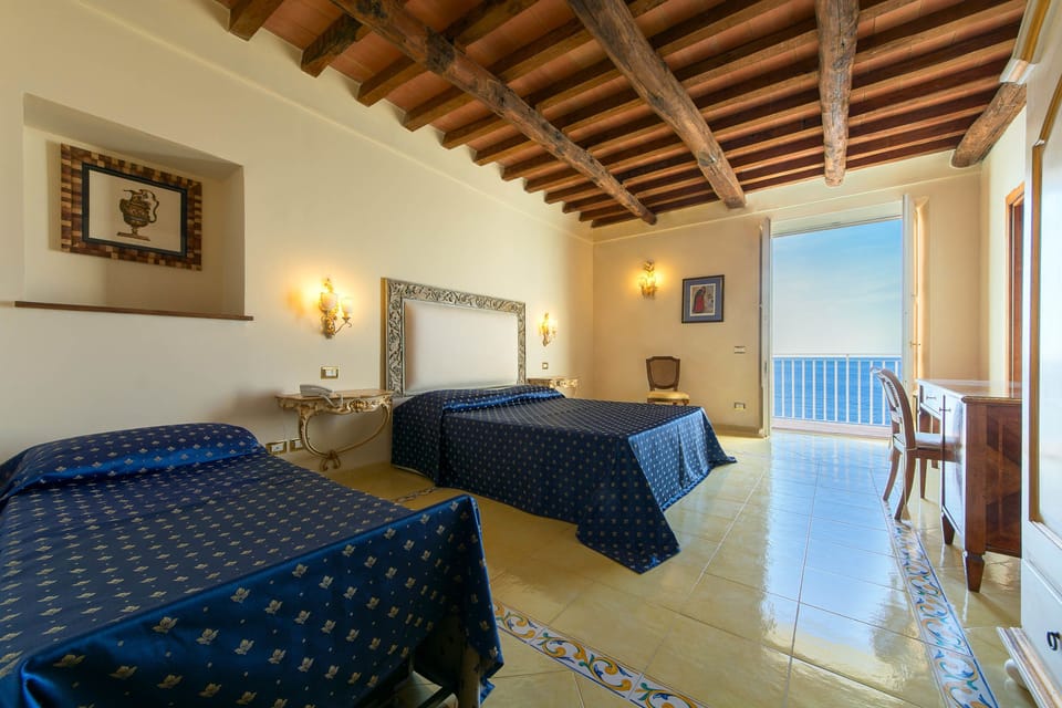 Panoramic Double Room, Sea View | Premium bedding, in-room safe, desk, laptop workspace
