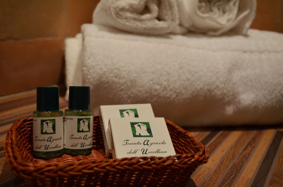 Shower, bidet, towels, soap
