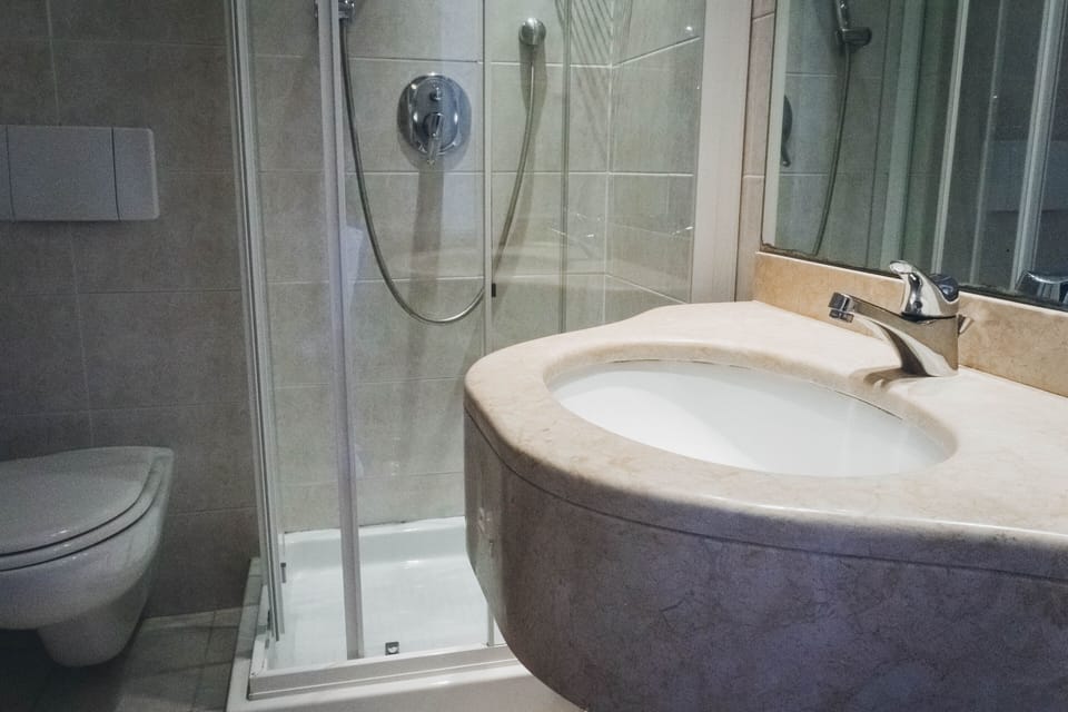 Free toiletries, hair dryer, bidet, towels