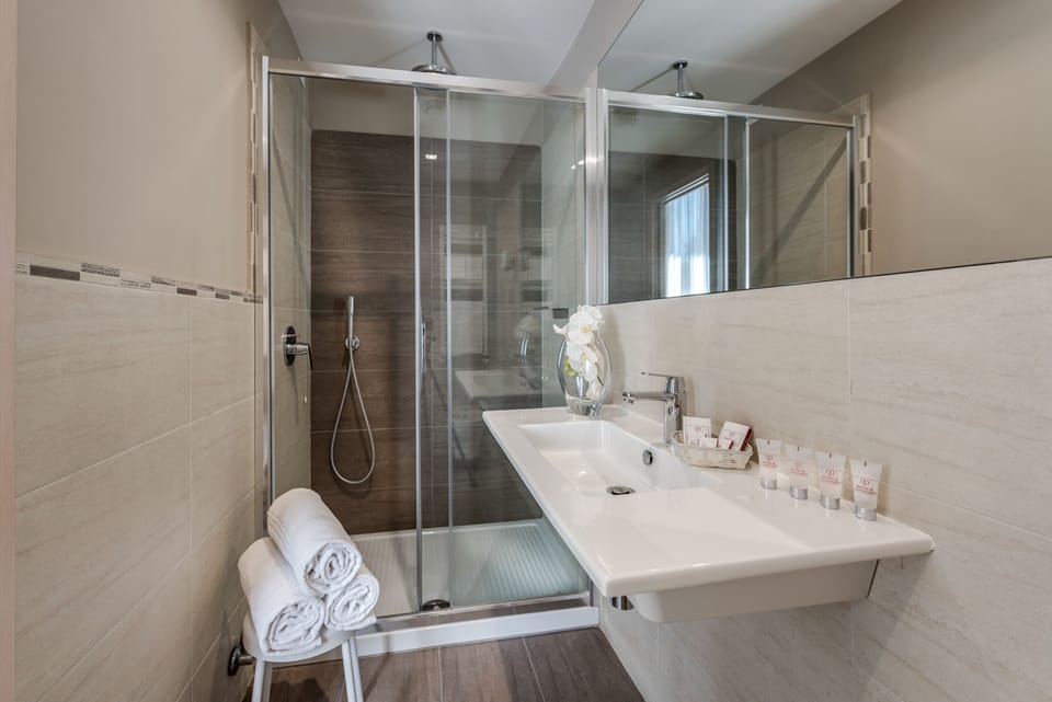 Shower, free toiletries, hair dryer, bidet