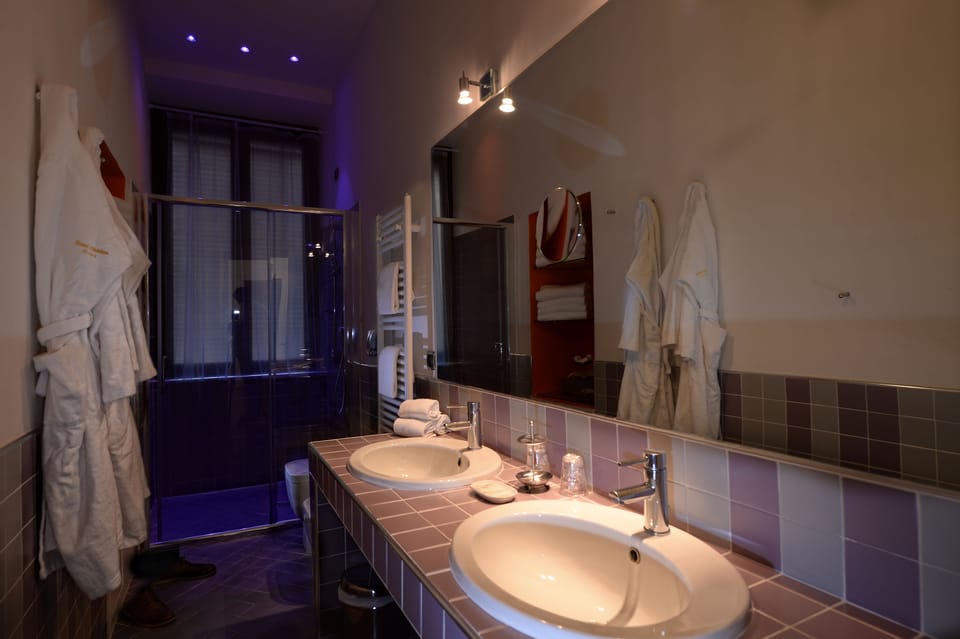 Shower, free toiletries, hair dryer, bidet