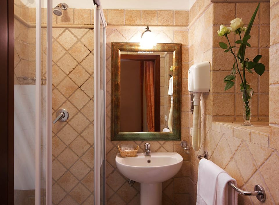 Shower, free toiletries, hair dryer, bidet