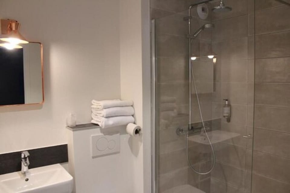 Family Room | Bathroom | Shower, rainfall showerhead, free toiletries, hair dryer