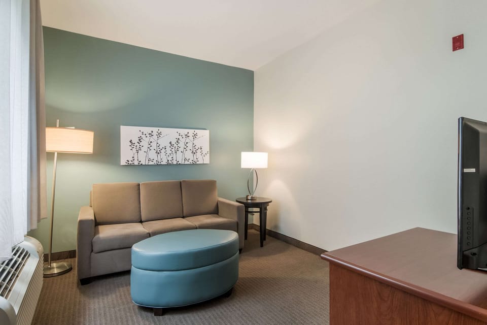 1 bedroom, desk, blackout drapes, iron/ironing board