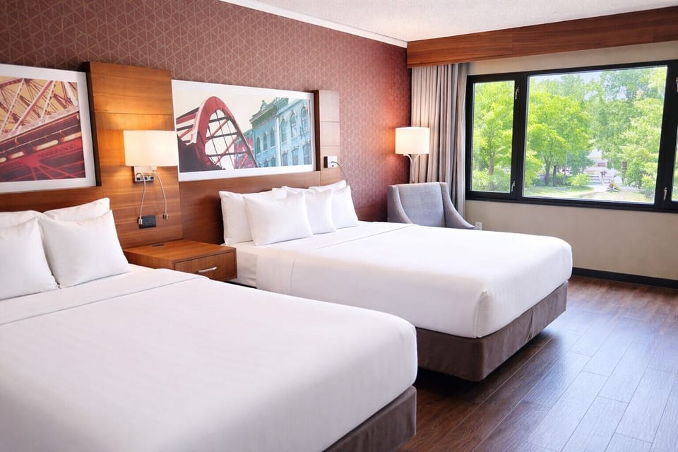 Pillowtop beds, desk, laptop workspace, blackout drapes
