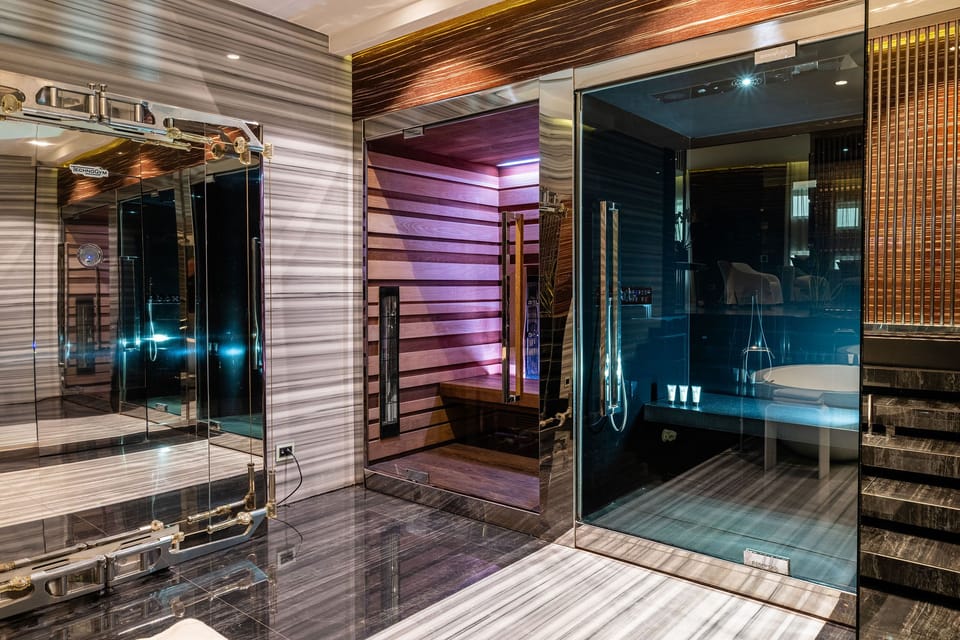 Double Room | Bathroom | Designer toiletries, hair dryer, bathrobes, slippers