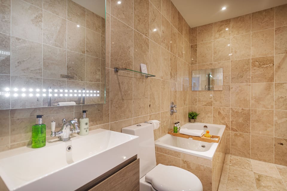 Deluxe Double Room | Bathroom | Eco-friendly toiletries, hair dryer, bathrobes, slippers