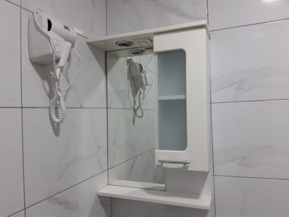 Separate tub and shower, hair dryer