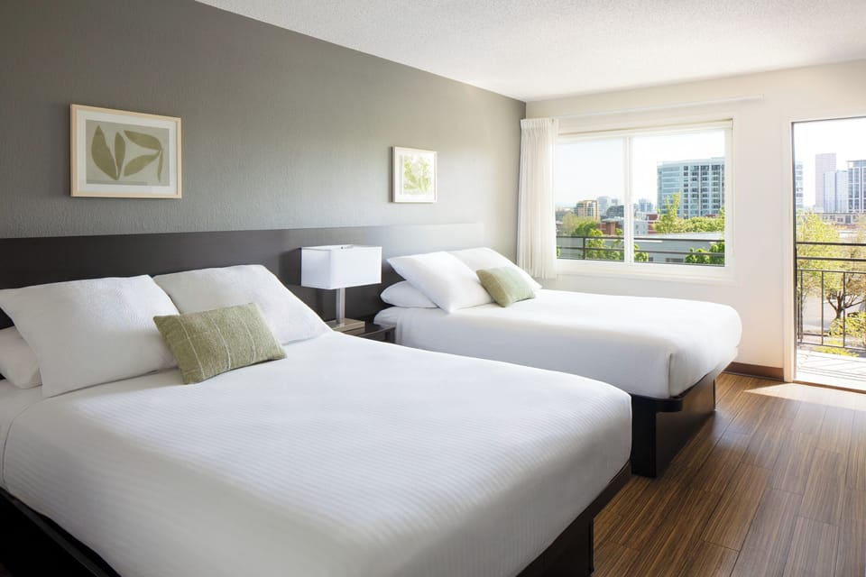 Double Room, 2 Queen Beds | Desk, blackout drapes, free WiFi, bed sheets
