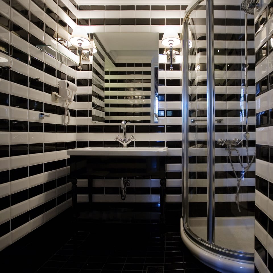 Rainfall showerhead, free toiletries, hair dryer, bathrobes