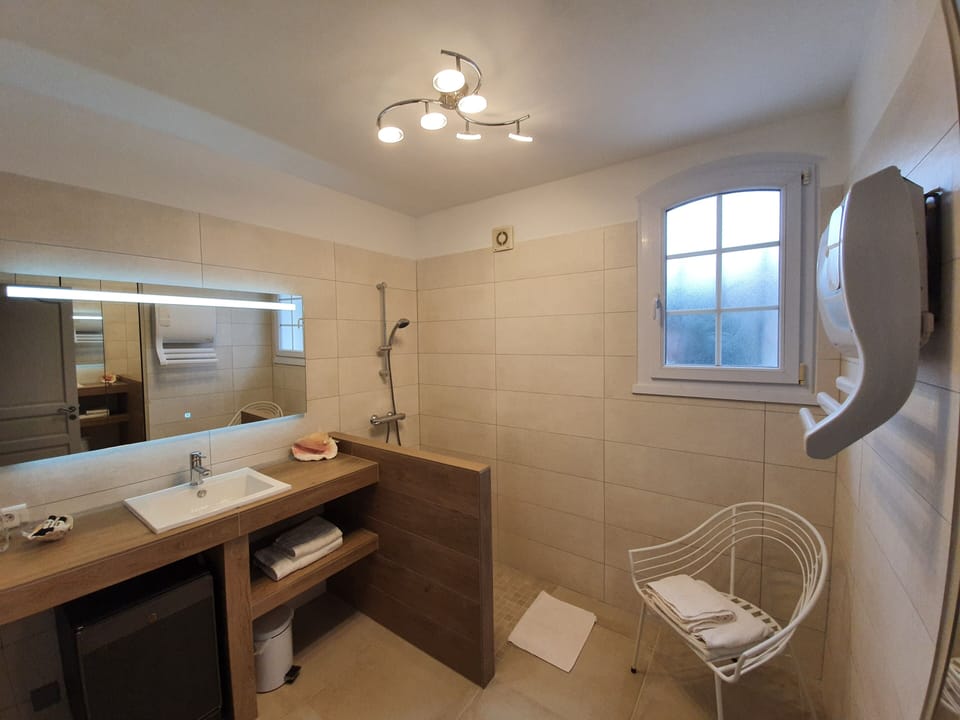 Double Room | Bathroom | Shower, hair dryer, towels