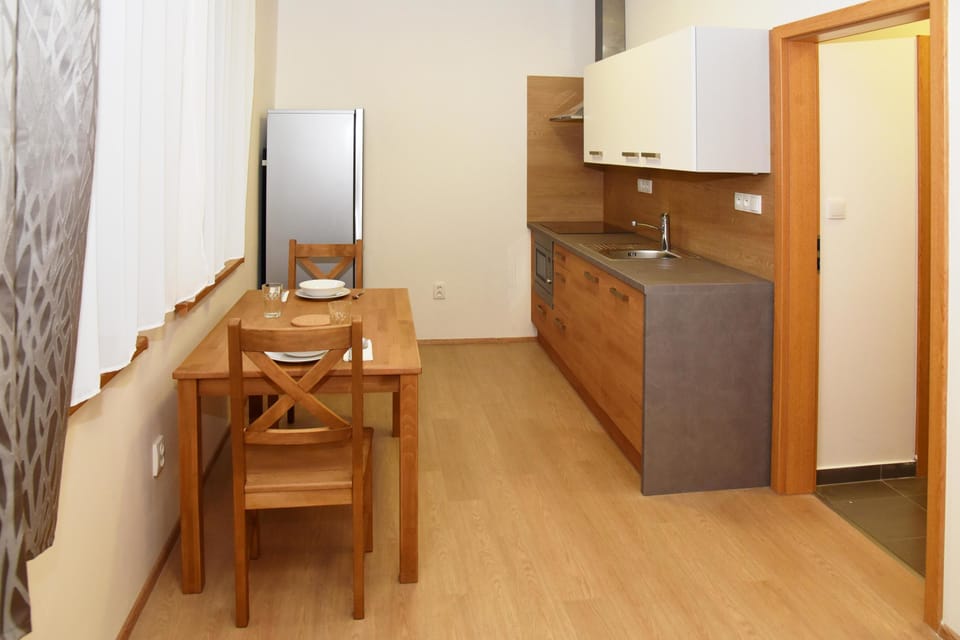 Deluxe Studio, Balcony | Private kitchenette | Fridge, microwave, stovetop, dishwasher