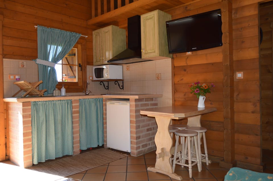 Cabin, 1 Bedroom | Private kitchenette | Full-size fridge, microwave, stovetop, coffee/tea maker