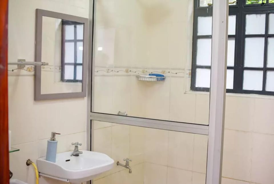 Studio | Bathroom | Shower, rainfall showerhead, towels
