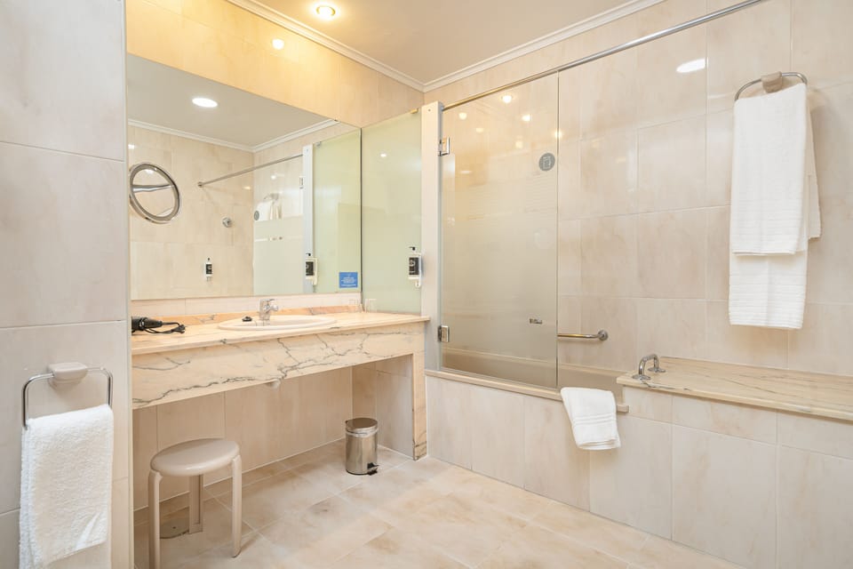 Free toiletries, hair dryer, towels