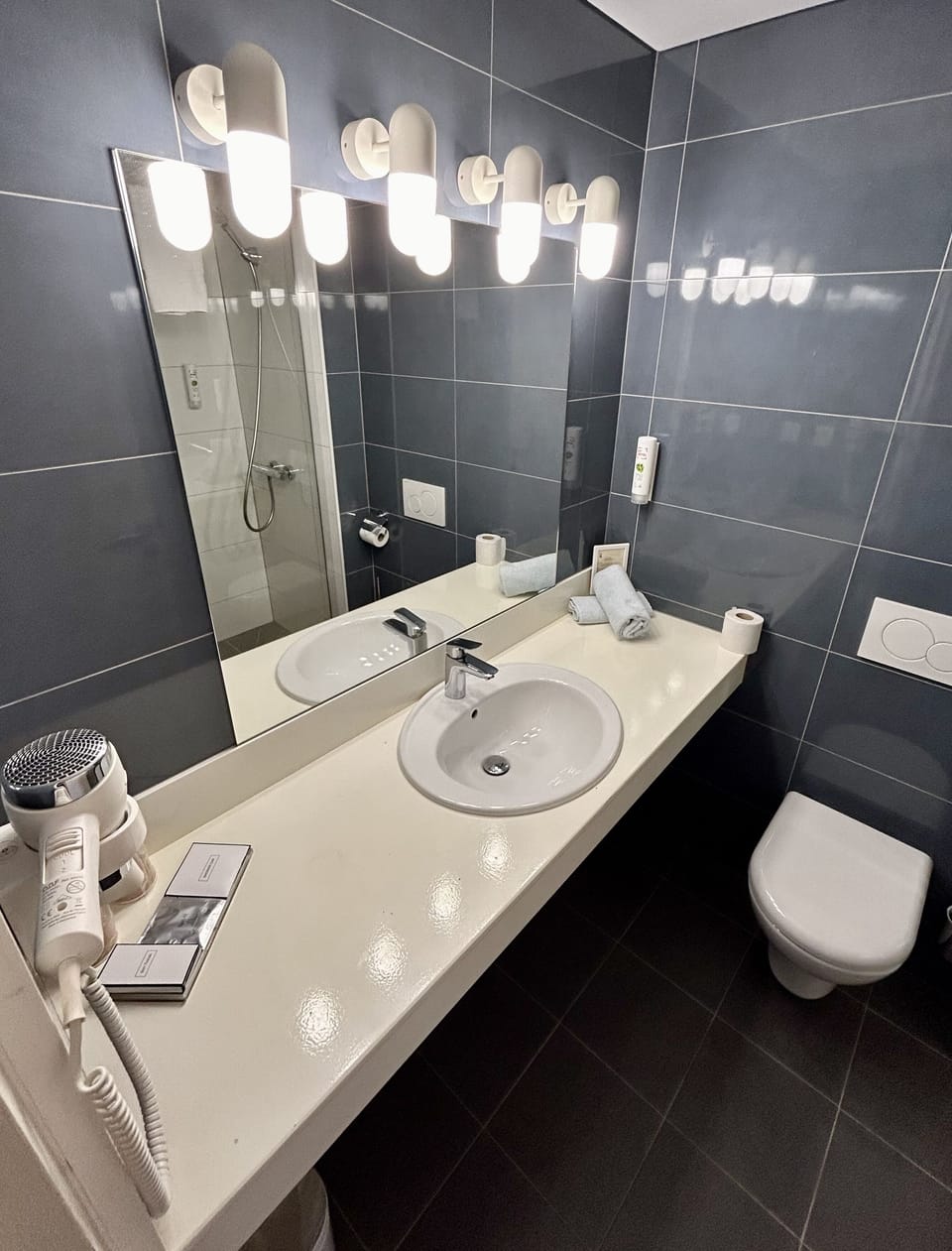Free toiletries, hair dryer, towels, shampoo