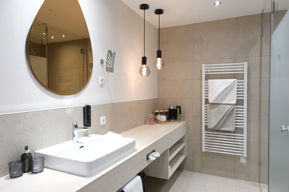 Panoramic Double Room | Bathroom | Free toiletries, hair dryer, bathrobes, slippers