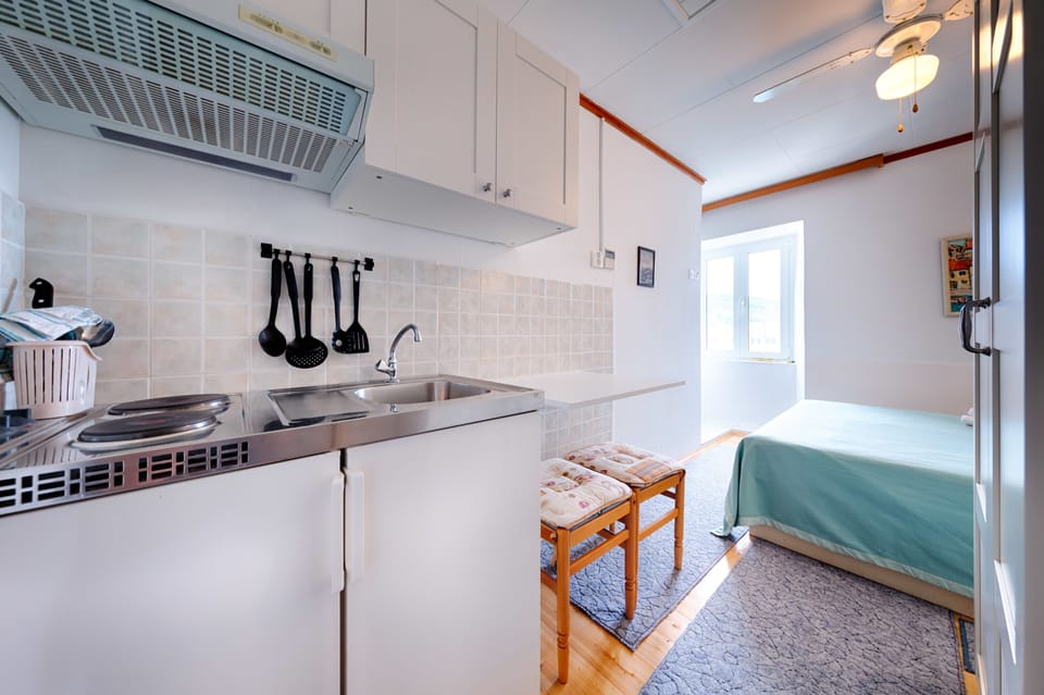 Basic Studio Apartment for 2 people | Soundproofing, iron/ironing board, free WiFi, bed sheets